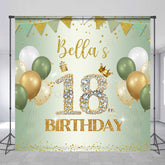 Lofaris Green Balloons Glitter Custom 18 Birthday Backdrop